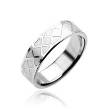 Prsten z chirurgické oceli - mozaikový vzor