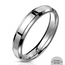 Ocelový prsten ve stříbrné barvě - pás se zrcadlově lesklým povrchem, 4 mm