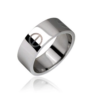 Stříbrný ocelový prsten hladký, vzor tableta - Velikost: 49