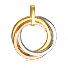 Lesklý přívěsek z kombinovaného zlata 585 - tři kulaté prstence