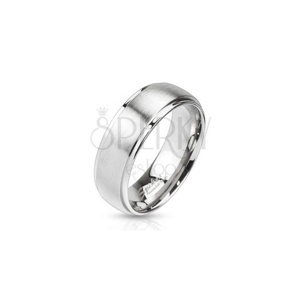 Prsten z oceli ve stříbrném barevném odstínu - matný proužek uprostřed, 6 mm