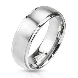 Prsten z oceli ve stříbrném barevném odstínu - matný proužek uprostřed, 6 mm - Velikost: 59