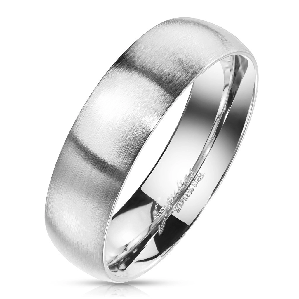 Prsten z oceli ve stříbrném barevném odstínu - matný povrch, 6 mm - Velikost: 67