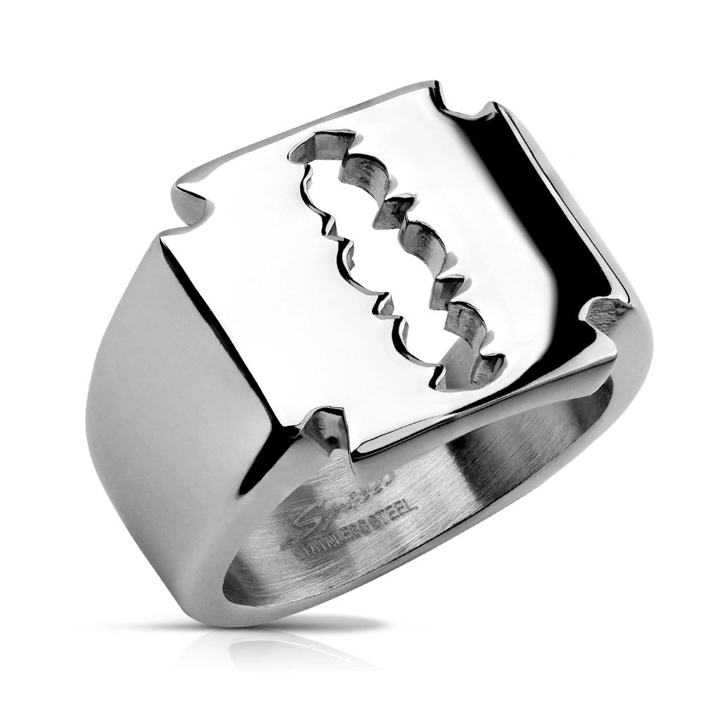 Prsten z chirurgické oceli - žiletka - Velikost: 65