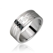Prsten z chirurgické oceli - motiv Tribal