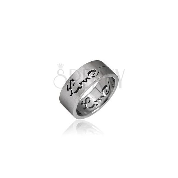 Prsten z chirurgické oceli - vyrytý nápis LOVE