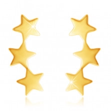 Náušnice z 9K zlata - tři lesklé pospojované hvězdičky