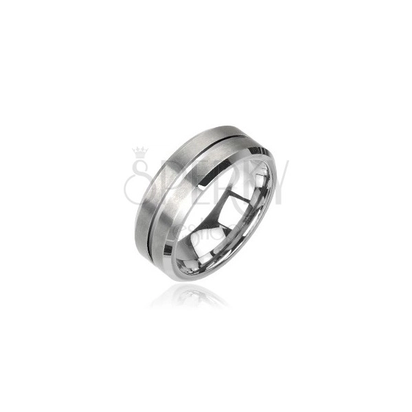Wolframový prsten stříbrný broušený