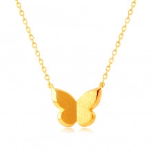 Náhrdelník ve žlutém zlatě 585 - motýlek se saténovým povrchem