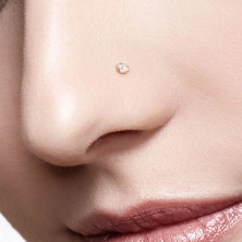 Ocelový piercing do nosu stříbrné barvy - čtvercový broušený zirkon, 0,8 mm