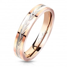 Prsten z oceli s pásem stříbrné barvy - zářezy ve tvaru písmene "V", 3 mm