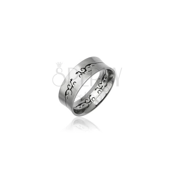 Ocelový prsten s vyřezaným TRIBAL ornamentem