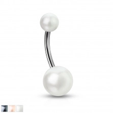 Piercing do pupíku s imitací perly
