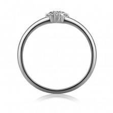 Stříbrný 925 prsten - linie kruhu, čiré třpytivé zirkony, 1 mm