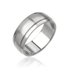 Pánský prsten z oceli - matný středový pás