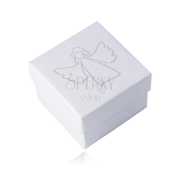 Dárková krabička na přívěsek nebo náušnice - bílá barva, motiv andílka
