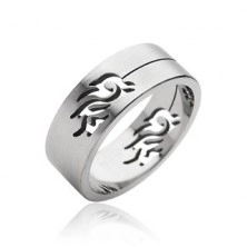 Ocelový prsten symbol Tribal 