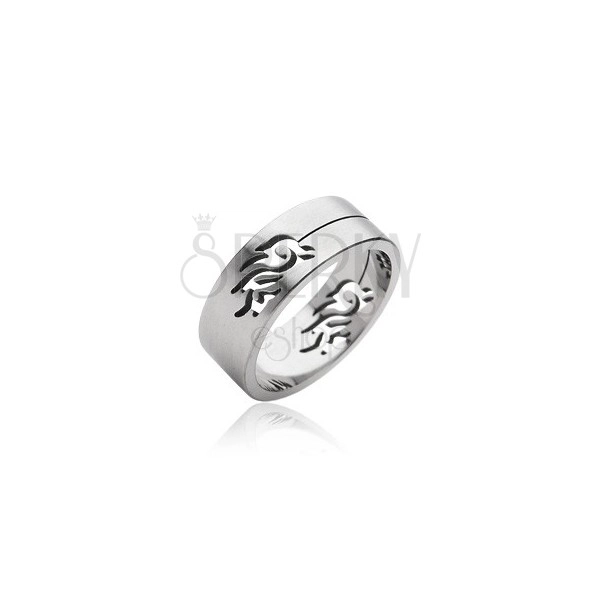 Ocelový prsten symbol Tribal 