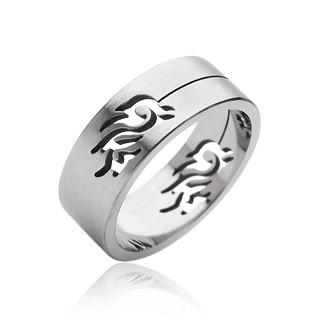 Ocelový prsten symbol Tribal  - Velikost: 59