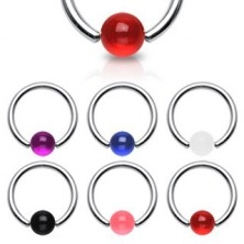 Piercing - kroužek, barevná UV kulička