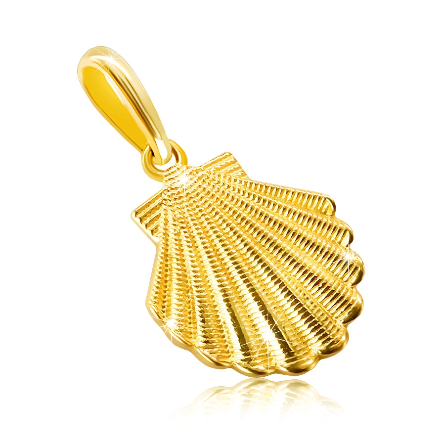 Zlatý přívěsek ze 14K zlata - mořská mušle se zářezy