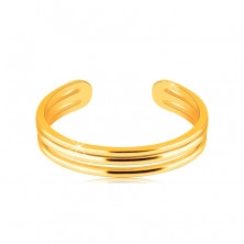 Prsten ze žlutého zlata 585 s otevřenými rameny - tři tenké hladké proužky