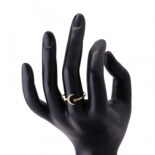 Prsten ze 14K zlata - měsíc ozdobený zirkony, kulatý zirkon v objímce, otevřená ramena