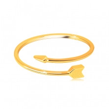 Prsten ze žlutého 14K zlata - zatočený šíp, rozpojená ramena prstenu