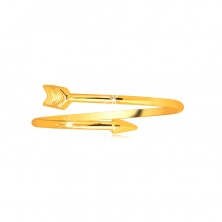 Prsten ze žlutého 14K zlata - zatočený šíp, rozpojená ramena prstenu