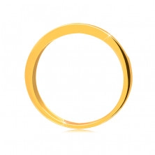 Obroučka ze žlutého 14K zlata - trojúhelníkové zářezy lemované drobnými tečkami