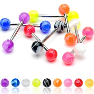 Piercing do jazyka barevná kulička - Barva piercing: Modrá