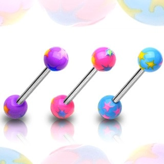 Piercing do jazyka kulička, hvězdičky - Barva piercing: Růžová