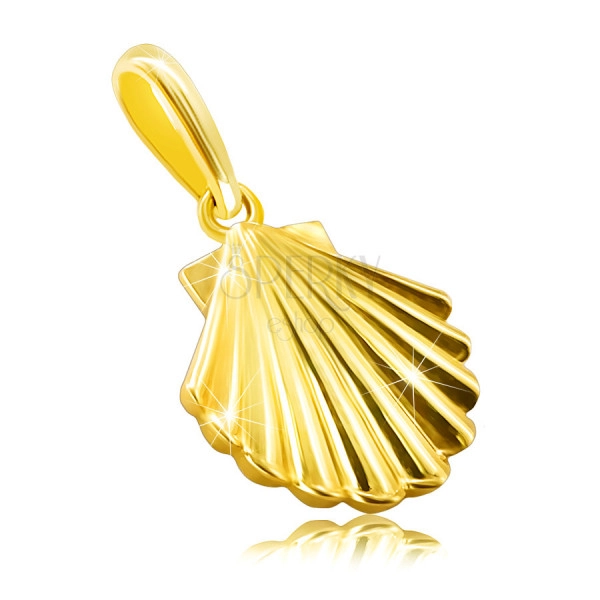 Zlatý přívěsek ze 14K žlutého zlata - mořská mušle, lesklý a hladký povrch