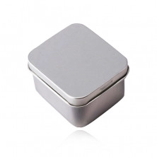 Plechová dárková krabička na šperk - stříbrná barva, saténový povrch