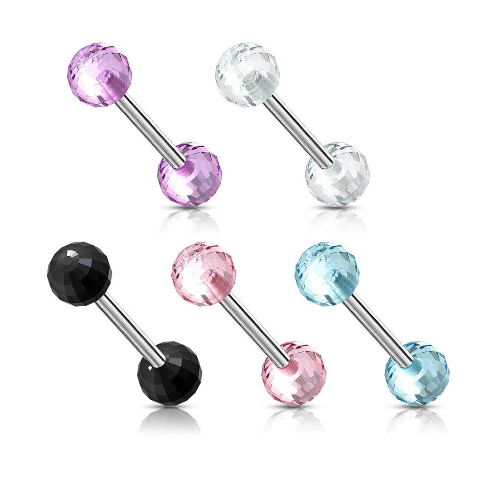 Piercing do jazyka průsvitná disko koule - Barva piercing: Růžová