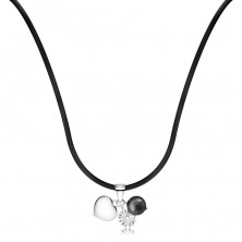 Náhrdelník - gumová šňůrka na krk s přívěsky z 925 stříbra, srdce, perla, květ