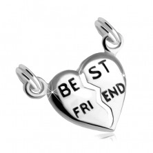 Stříbrný 925 dvojpřívěsek - rozpůlené srdce s nápisem "BEST FRIEND"