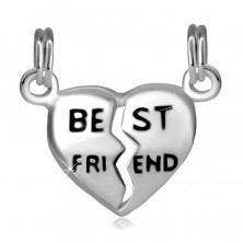 Stříbrný 925 dvojpřívěsek - rozpůlené srdce s nápisem "BEST FRIEND"