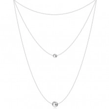 Stříbrný 925 náhrdelník - tři řetízky různých délek, dvě hladké lesklé kuličky