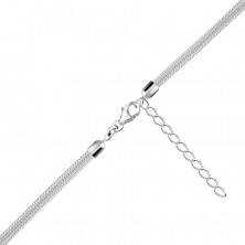 Stříbrný 952 náhrdelník - řetízky bodově pospojované hladkými korálky, lesklý povrch