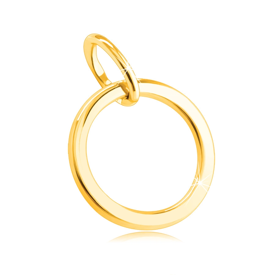 Přívěsek ze 14K žlutého zlata - tenký hladký obrys kroužku, zrcadlově lesklý povrch