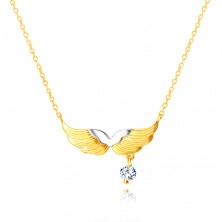 Diamantový náhrdelník z kombinovaného 14K zlata - andělská křídla, briliant