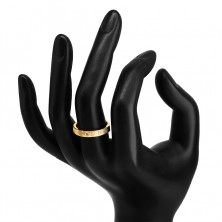 Diamantový prsten ze žlutého 14K zlata - jemné ozdobné zářezy, čirý briliant, 1,5 mm