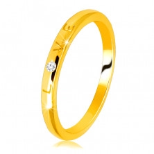 Diamantový prsten ve žlutém 14K zlatě - nápis "LOVE" s briliantem, hladký povrch, 1,5 mm