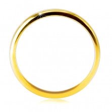 Diamantový prsten ve žlutém 14K zlatě - nápis "LOVE" s briliantem, hladký povrch, 1,5 mm