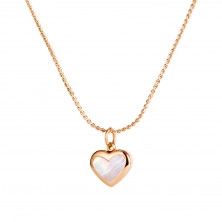Ocelový náhrdelník, měděná barva - jemný řetízek, přívěsek ve tvaru srdce s duhovými odlesky