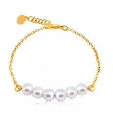 Kuličkový náramek v perleťové barvě, jemný ocelový řetízek ve zlatém odstínu