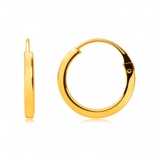 Malé kruhové náušnice ve 14K zlatě - tenká hranatá ramena, lesklý povrch, 10 mm