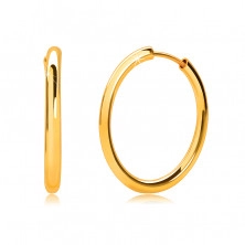 Zlaté kruhové náušnice ve 14K zlatě - tenká zaoblená ramena, lesklý povrch, 16 mm
