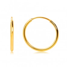 Náušnice ve žlutém 375 zlatě - jemné kroužky, lesklý zaoblený povrch, 12 mm